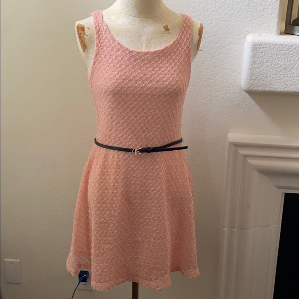 Peach color flare dress